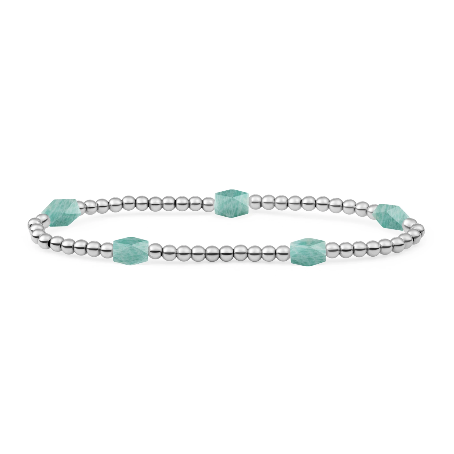 Bracelet | Rich Green Amazonite 3mm Reverse Edge Mix | silver