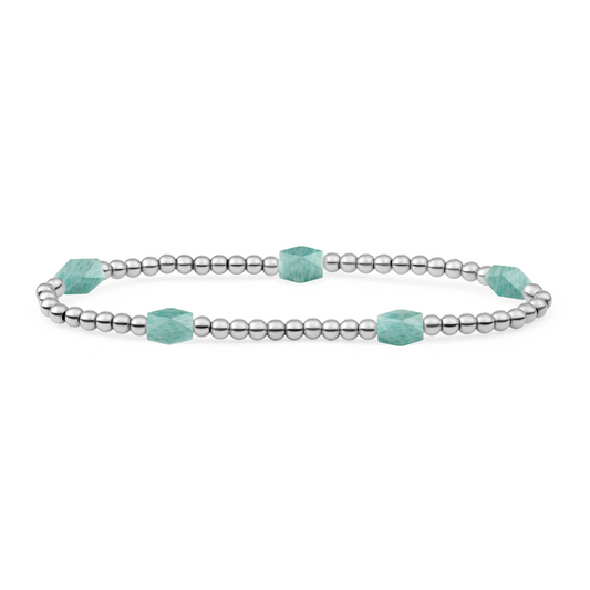 Bracelet | Rich Green Amazonite 3mm Reverse Edge Mix | silver
