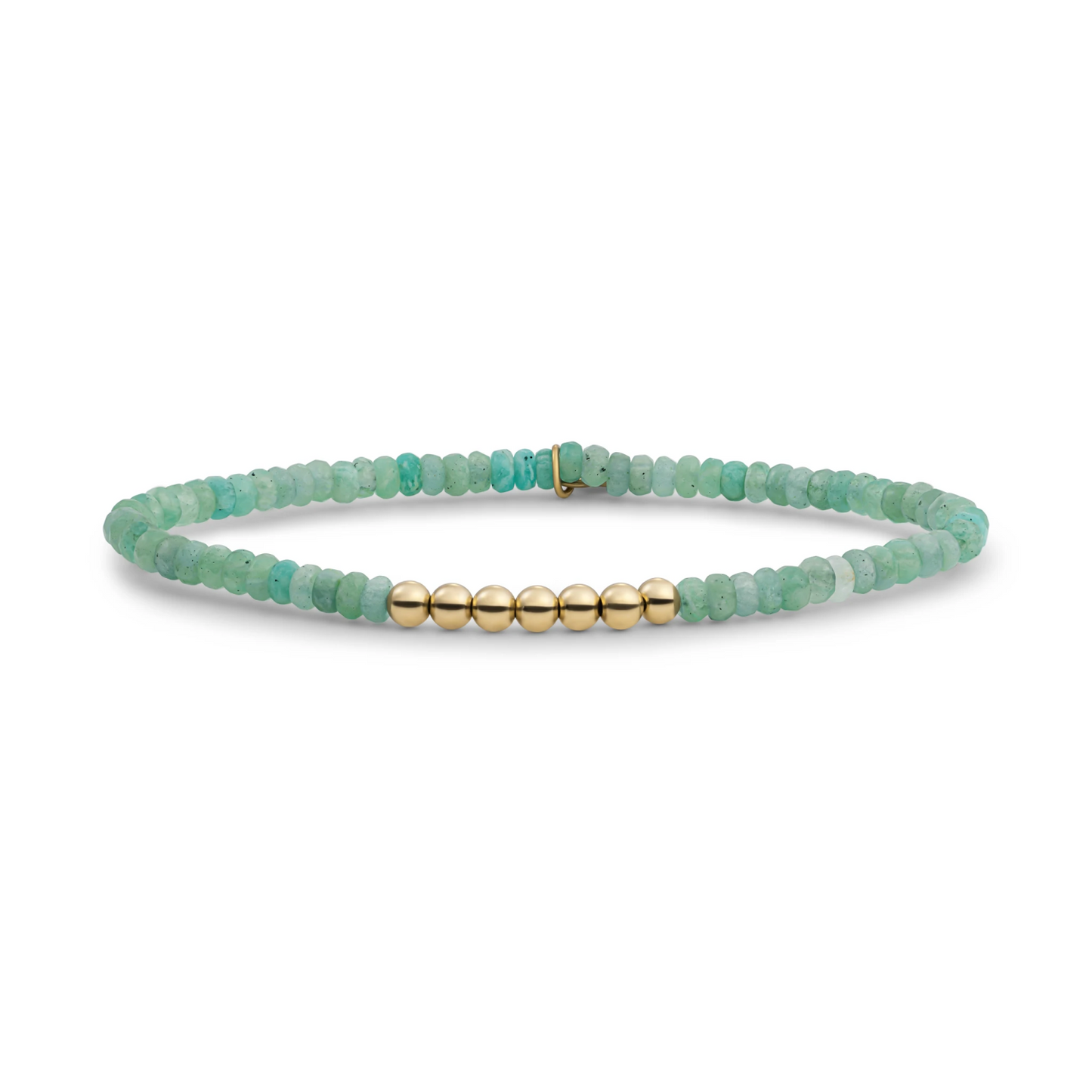 Bracelet | Rich Green Amazonite 4mm Reverse Universe | gold plated