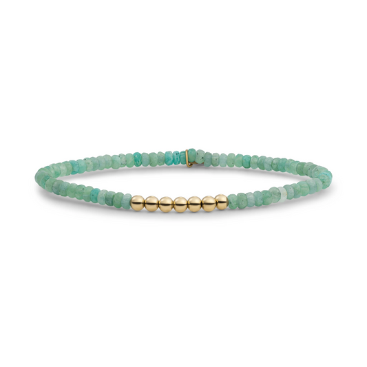Bracelet | Rich Green Amazonite 4mm Reverse Universe | gold plated