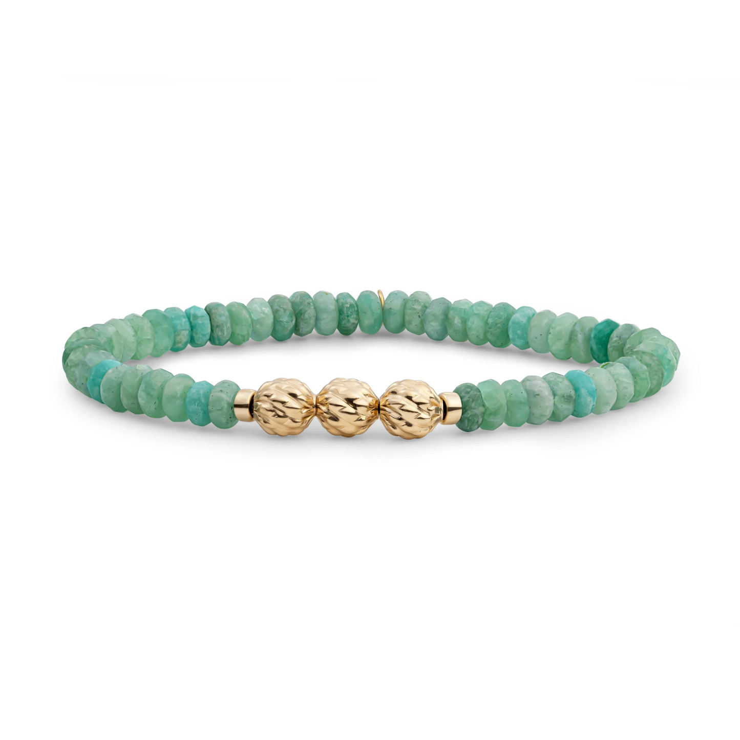 Bracelet | Rich Green Amazonite 6mm fuse beads | gold plated