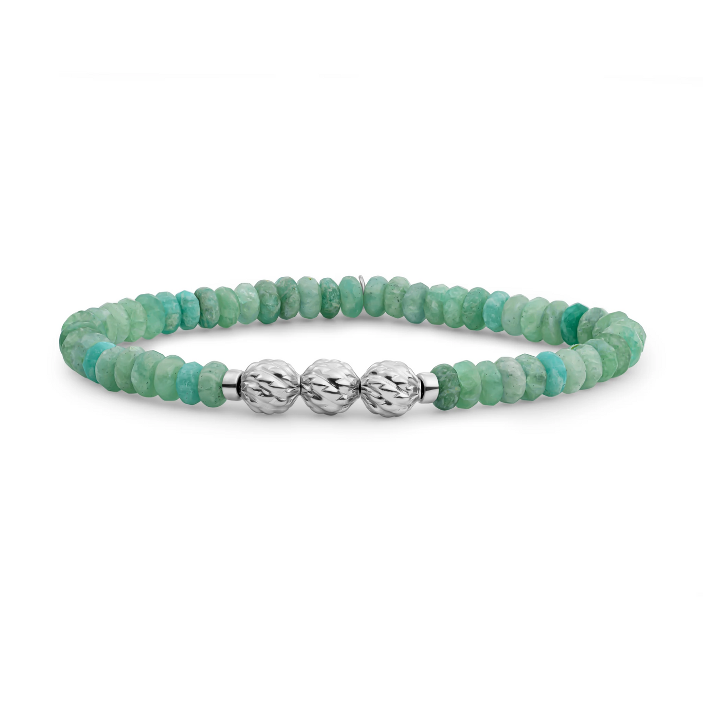 Bracelet | Rich Green Amazonite 6mm fuse beads | silver - SB-S-6MM-FUSE-G57