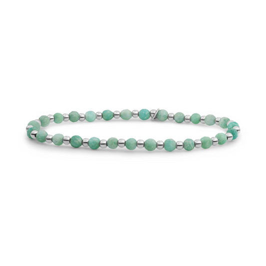 Bracelet | Rich Green Amazonite Interstellar - Silver 3mm