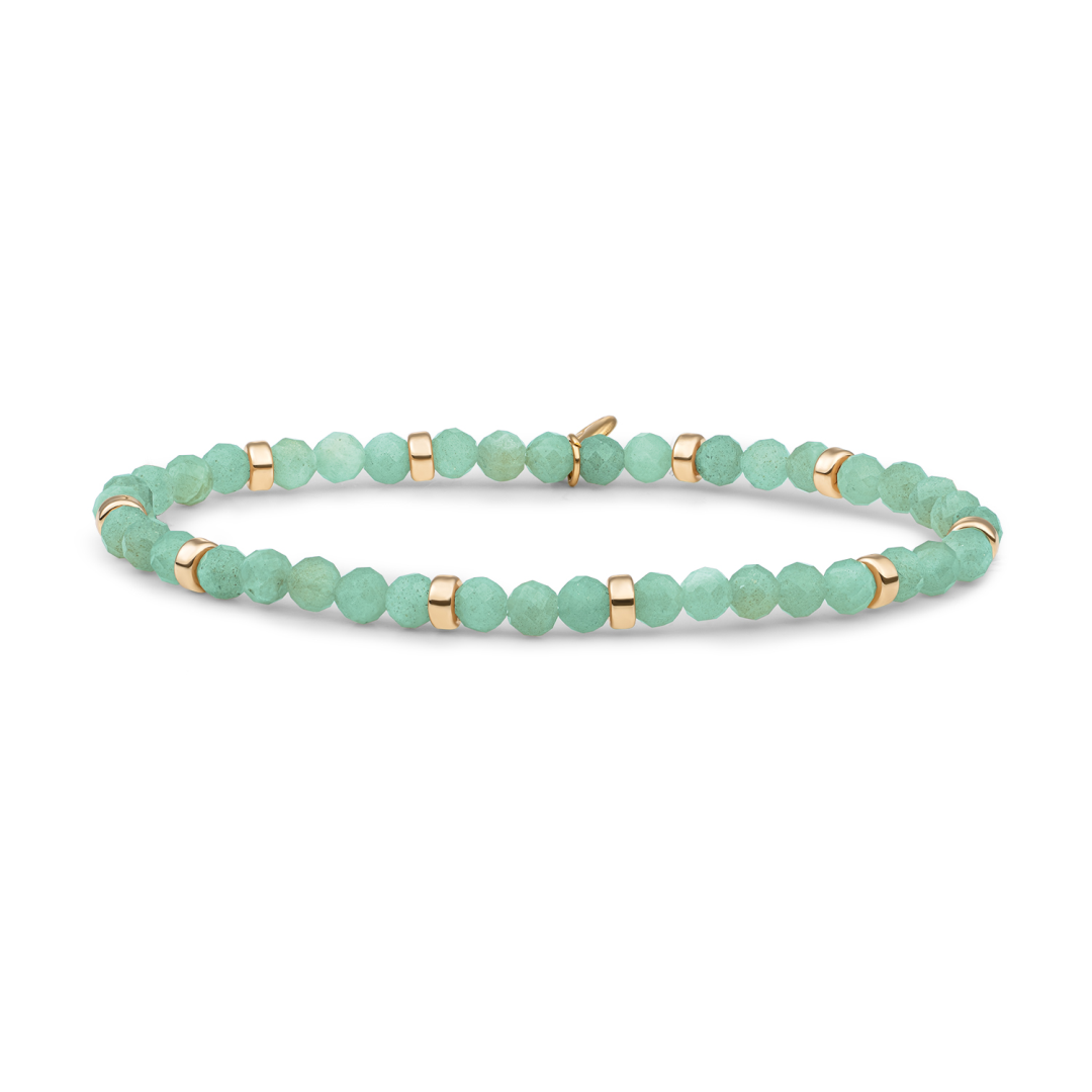 Bracelet | Rich Green Amazonite Roundel Interstellar - Gold