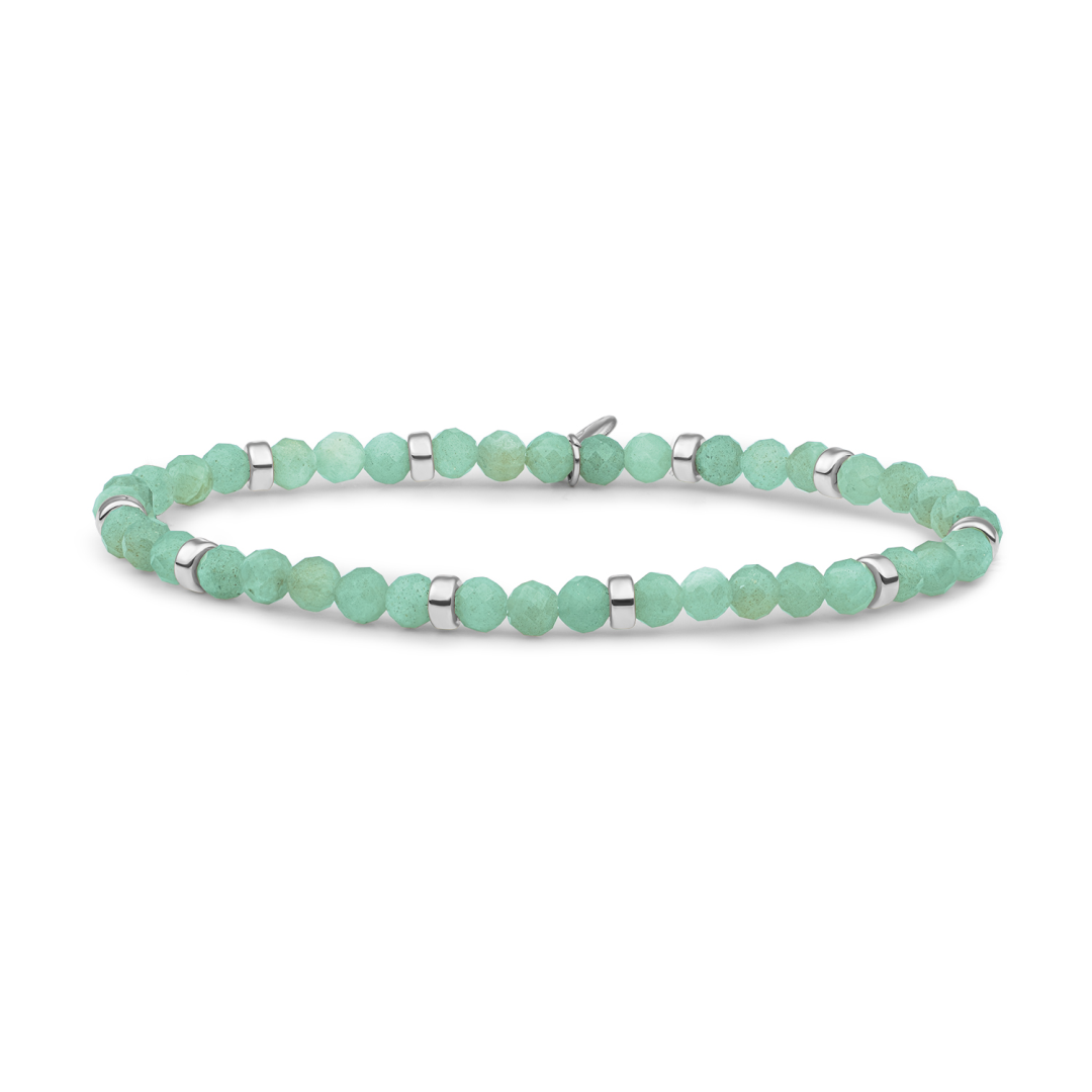 Bracelet | Rich Green Amazonite Roundel Interstellar - Silver