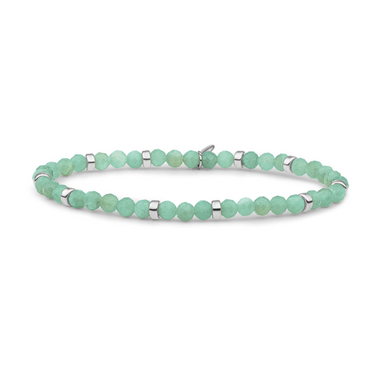 Bracelet | Rich Green Amazonite Roundel Interstellar - Silver