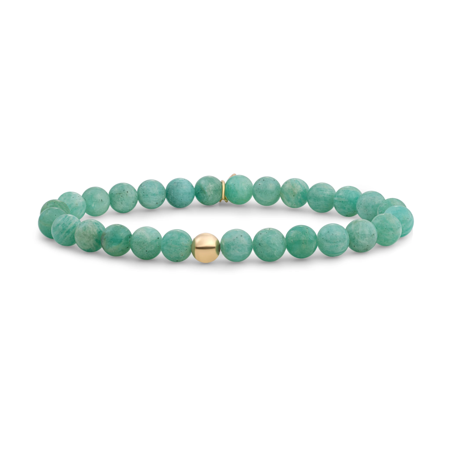 Bracelet | Rich Green Amazonite Saturn large - Gold 6mm