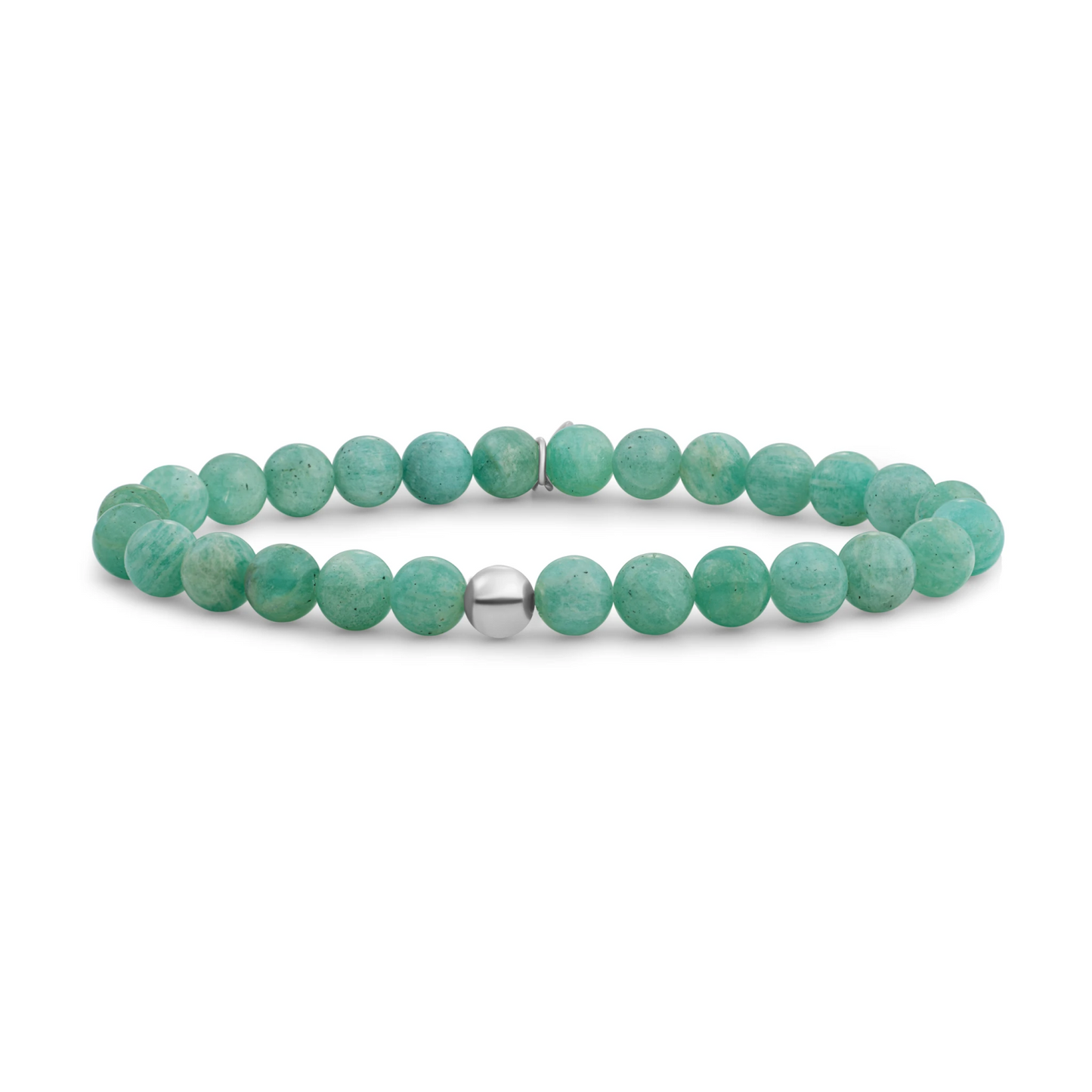 Bracelet | Rich Green Amazonite Saturn large - Silver 6mm