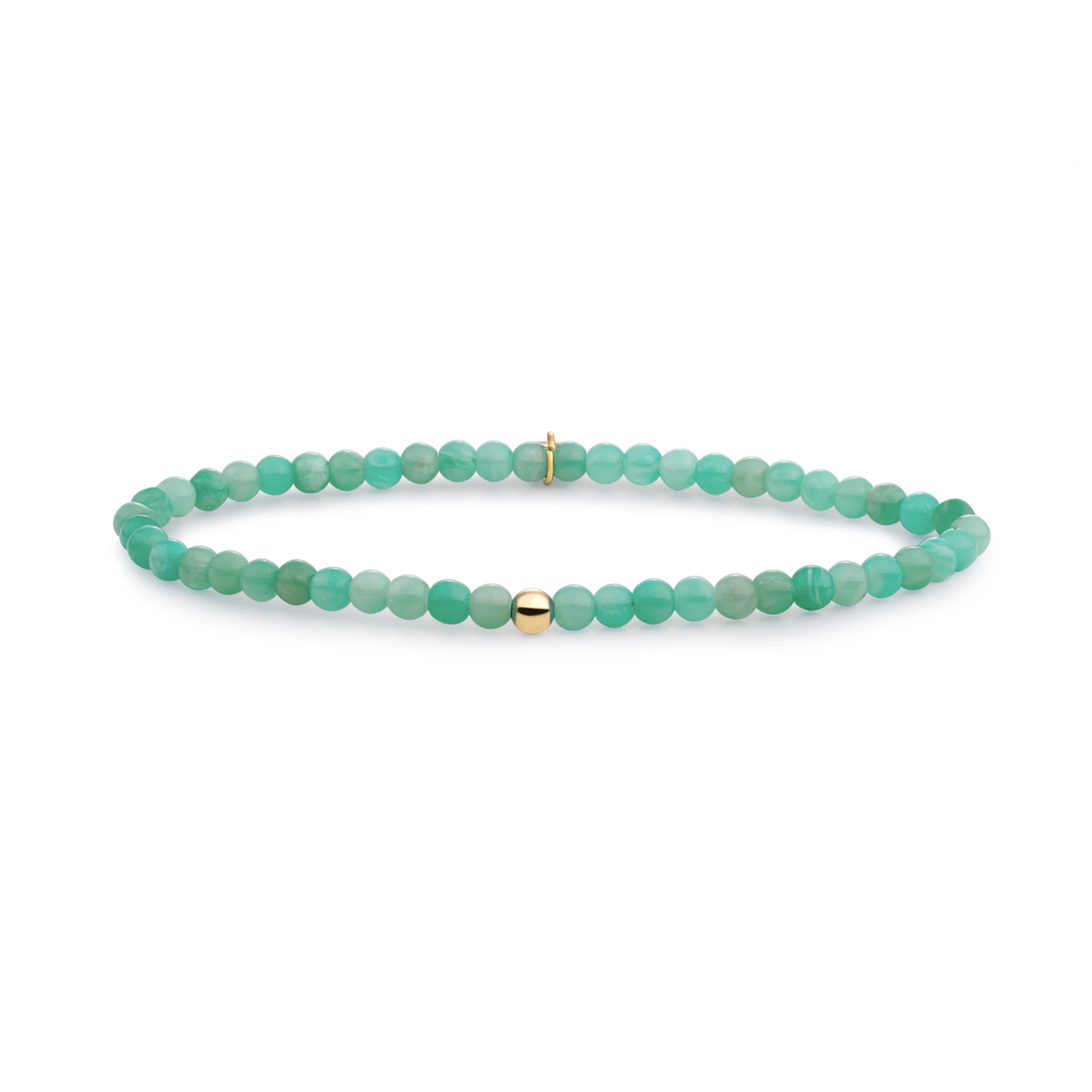 Bracelet | Rich Green Amazonite Saturn small - Gold 4mm