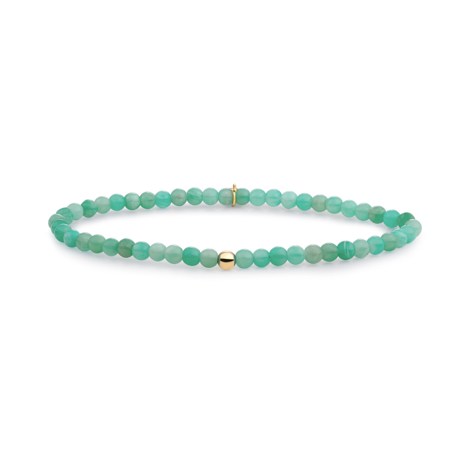 Bracelet | Rich Green Amazonite Saturn small - Gold 4mm