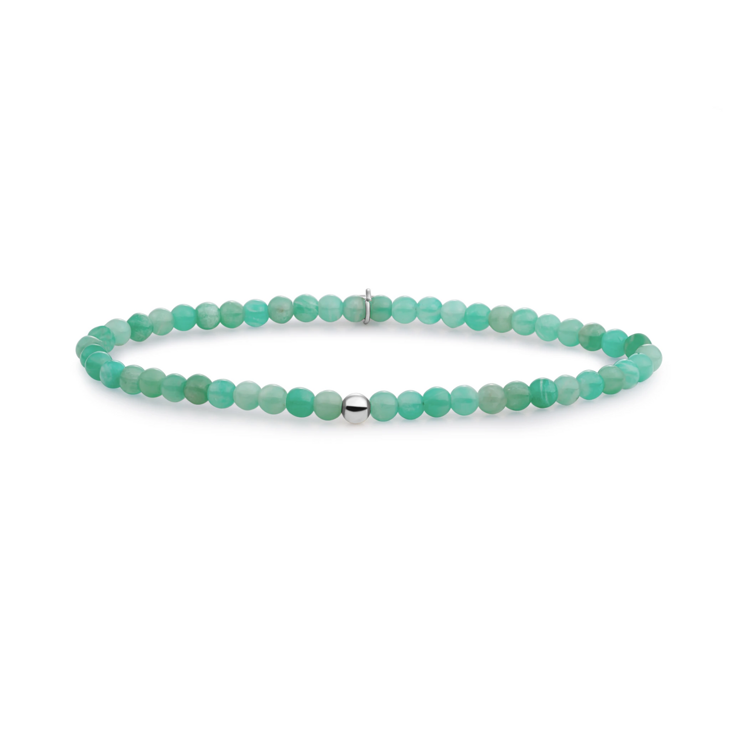Bracelet | Rich Green Amazonite Saturn small - Silver 4mm