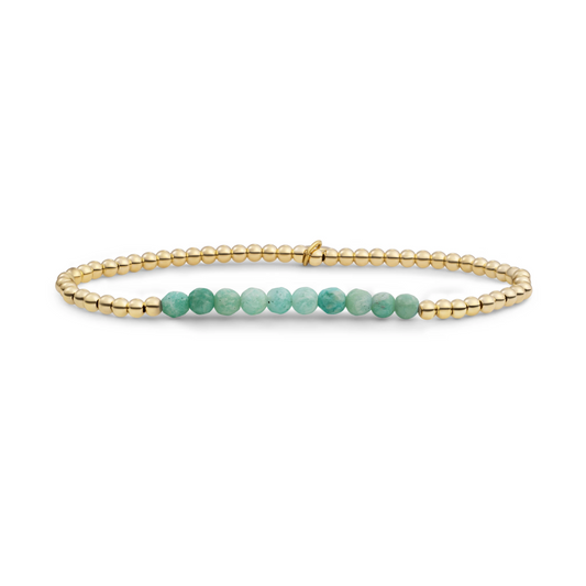 Bracelet | Rich Green Amazonite Universe - Gold 3mm