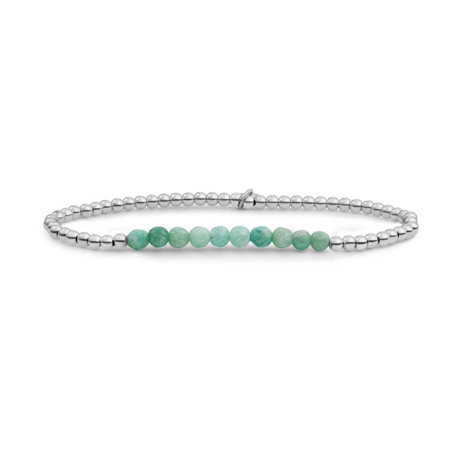 Bracelet | Rich Green Amazonite Universe - Silver 3mm