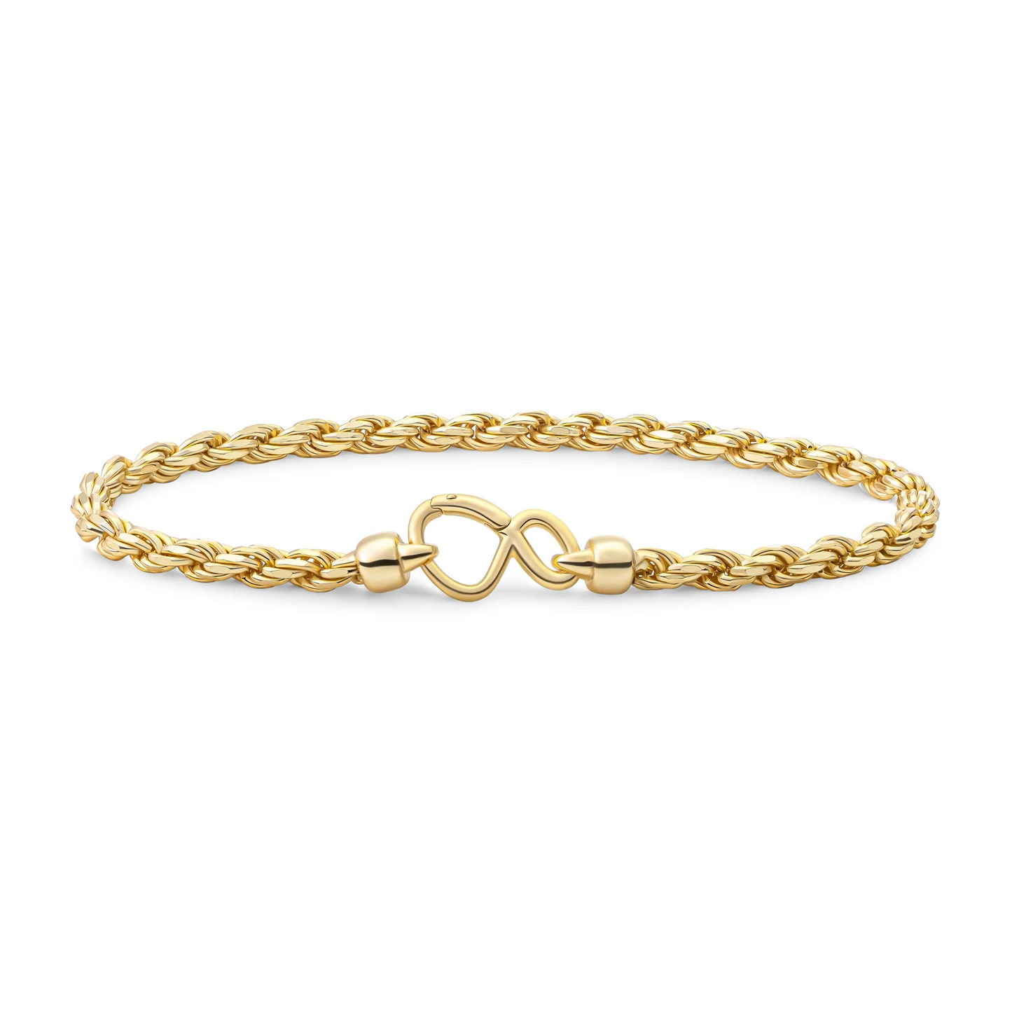 Bracelet | Rope chain gold plated - Silver - 18cm