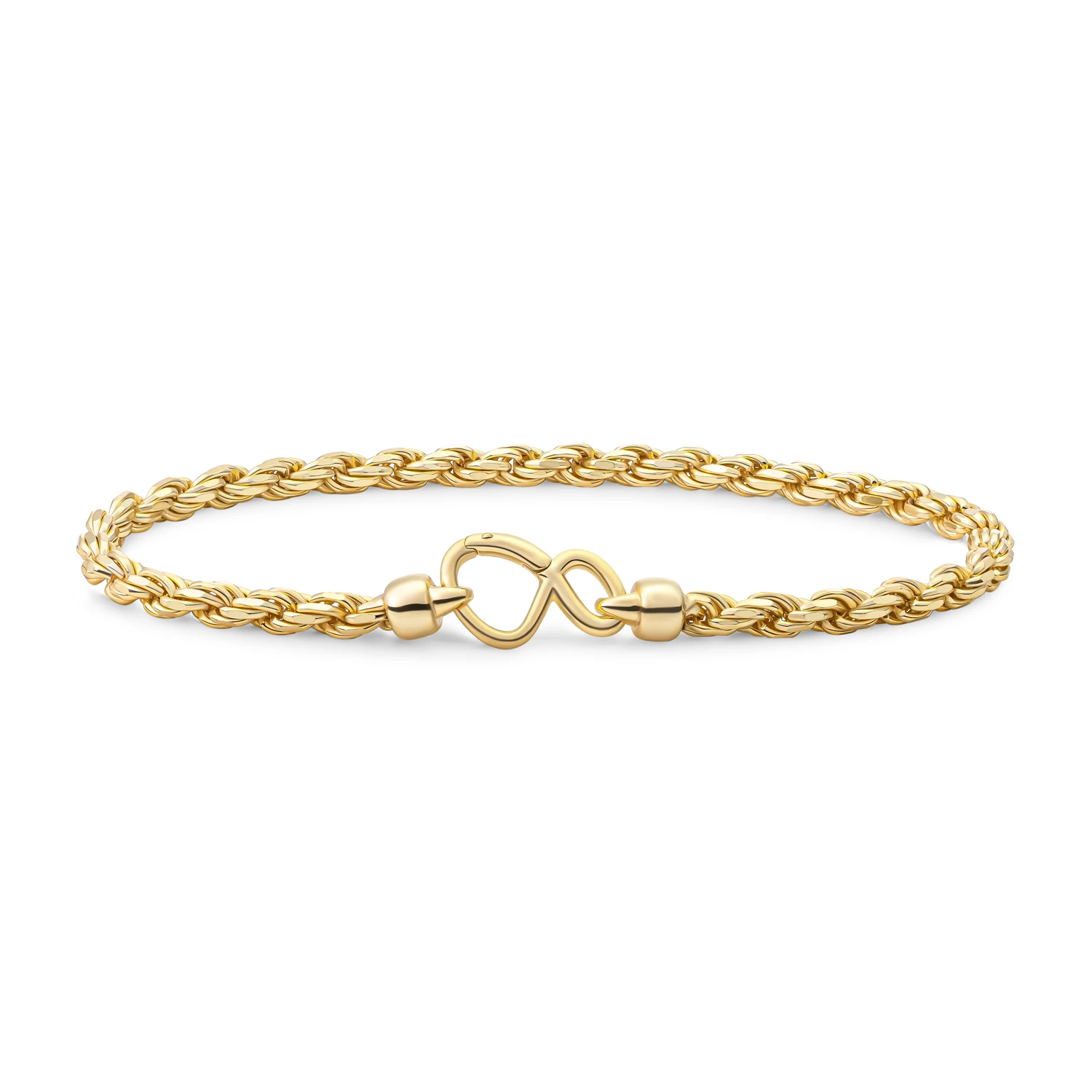 Bracelet | Rope chain gold plated - Silver - 19cm