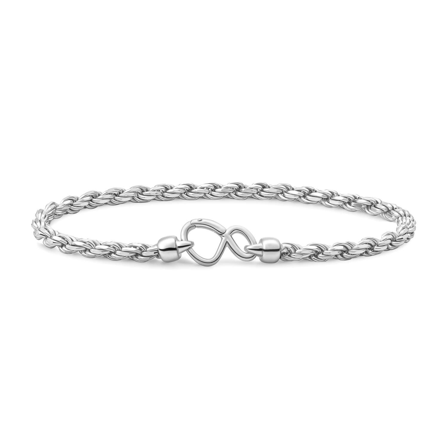 Bracelet | Rope chain rhodium plated - Silver - 20cm