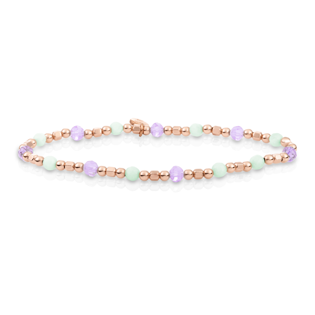 Bracelet | Rose Gold - Amazonite & Violet Quartz - Edge Mix