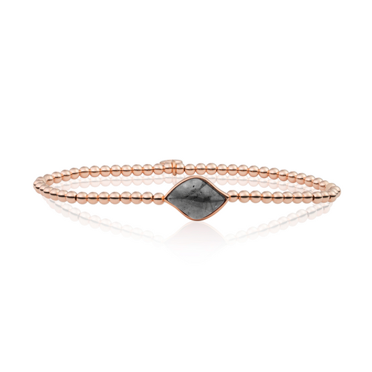 Bracelet | Rose gold - Black Rutilated Quartz Blossom