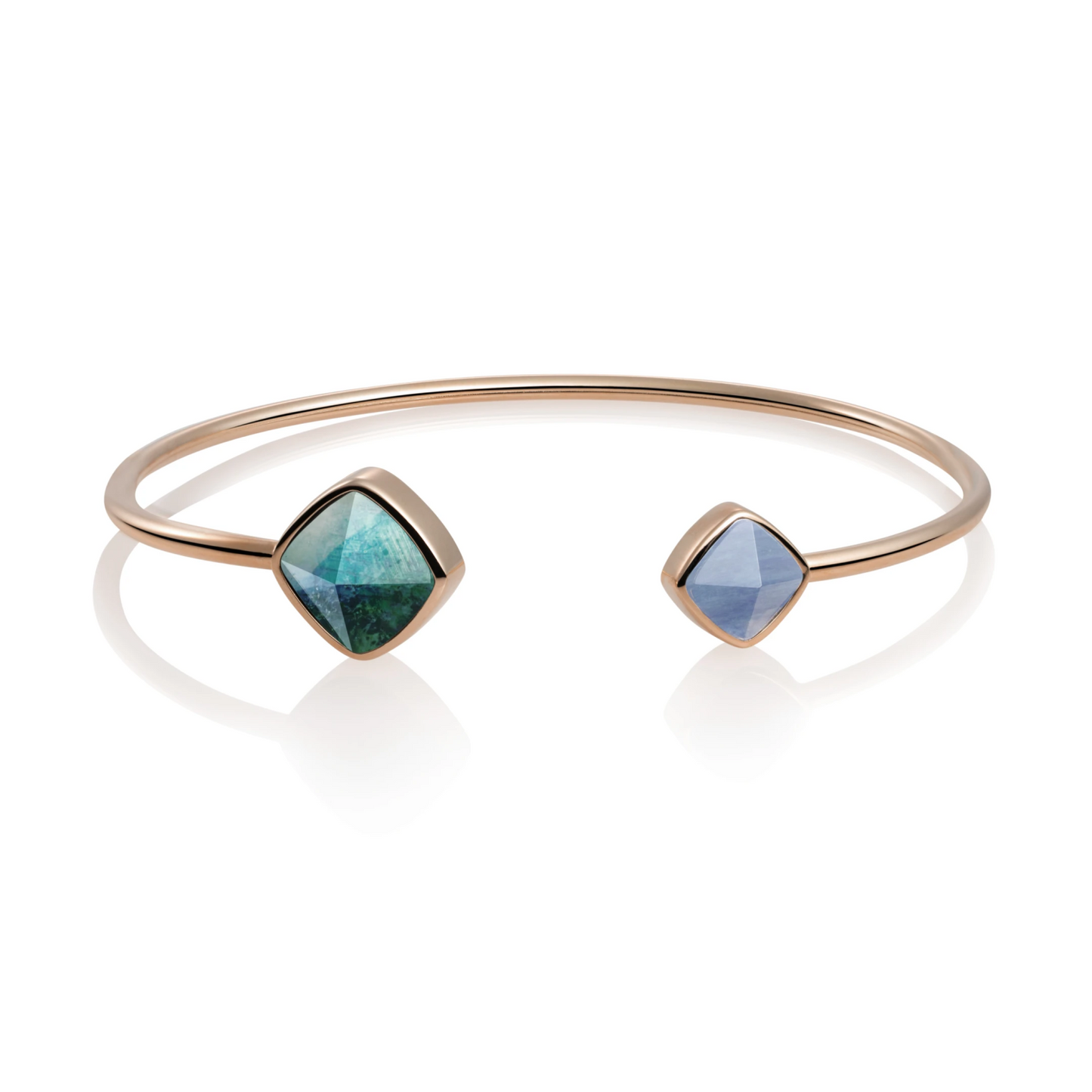 Bracelet | Rose Gold plated Edge bangle - Labradorite & Blue Aventurine - small