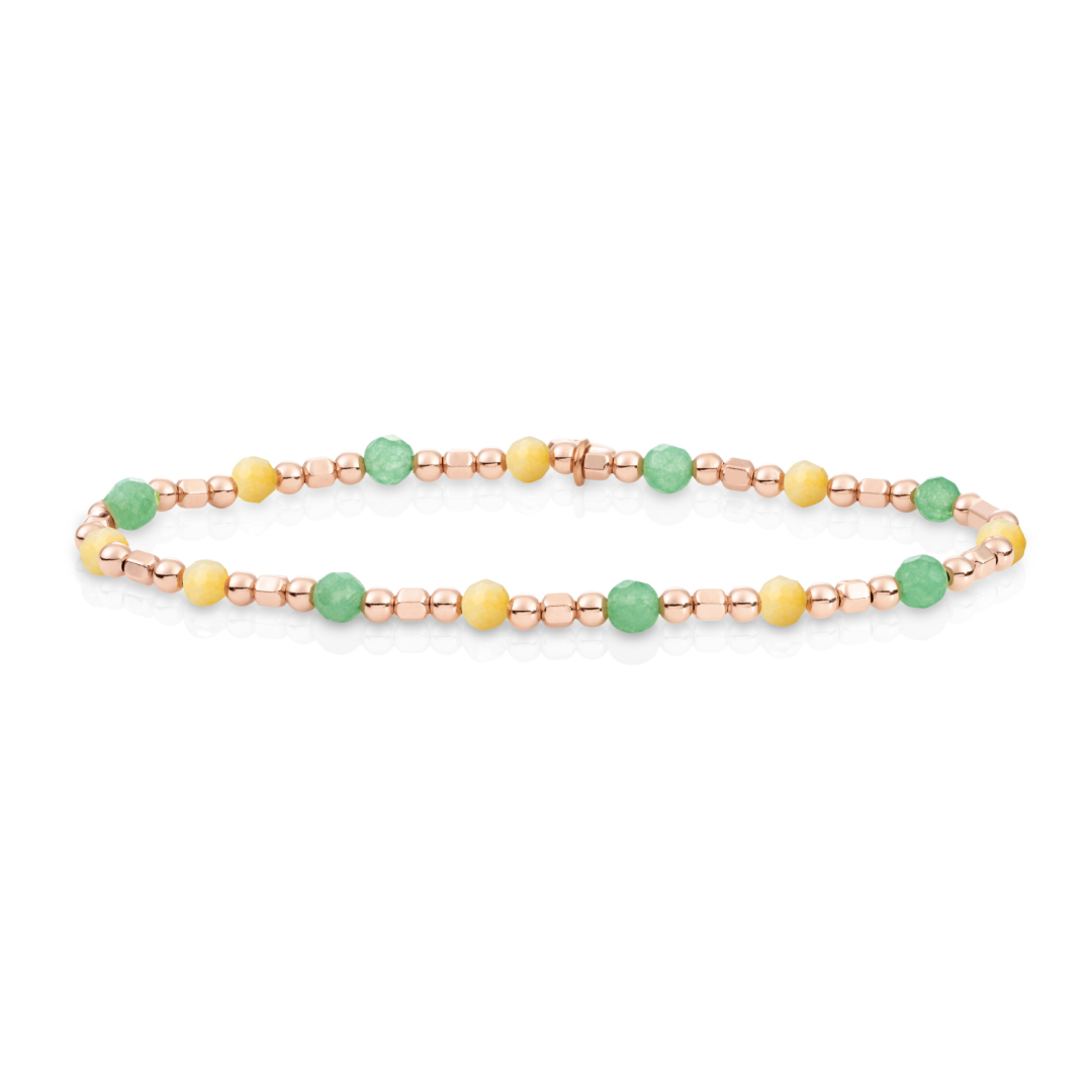 Bracelet | Rose Gold - Yellow Jade & Green Aventurine - Edge Mix - SB-RG-MIX-SQ01