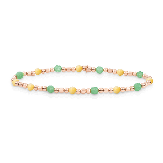 Bracelet | Rose Gold - Yellow Jade & Green Aventurine - Edge Mix