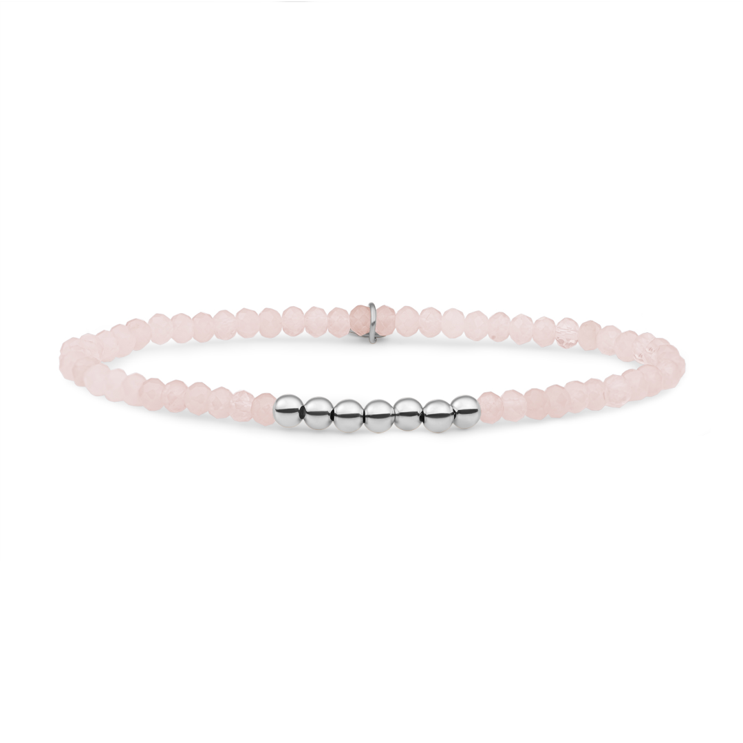 Bracelet | Rose Quartz 4mm Reverse Universe - Silver