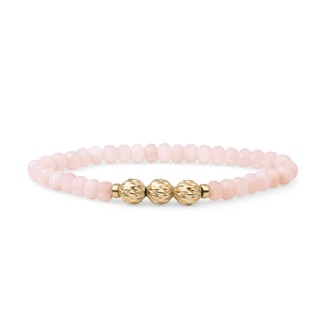 Bracelet | Rose Quartz Fuse beads - Gold - 6mm
