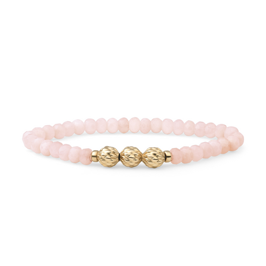 Bracelet | Rose Quartz Fuse beads - Gold - 6mm