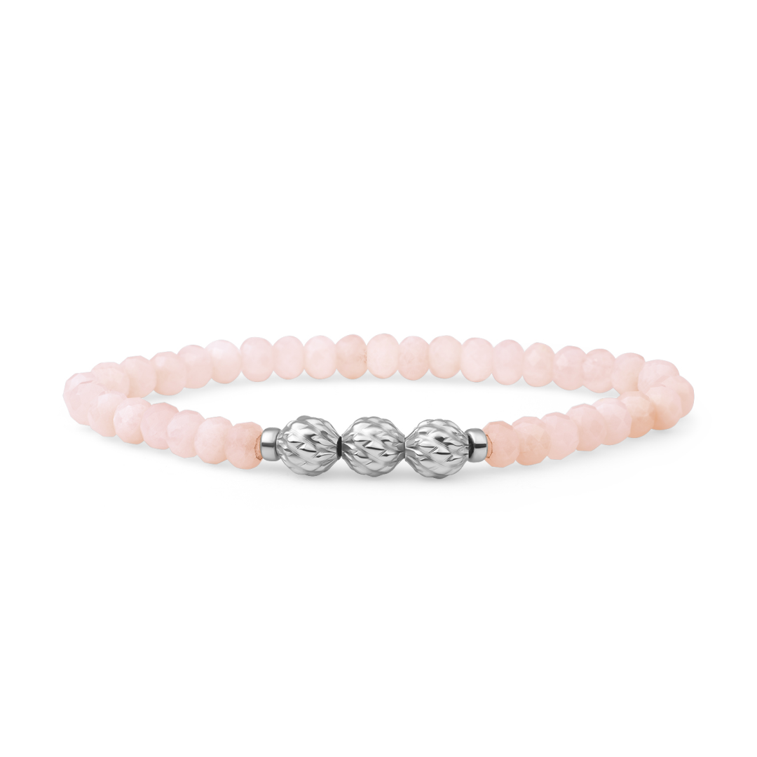 Bracelet | Rose Quartz Fuse beads - Silver - 6mm - SB-S-6MM-FUSE-G13