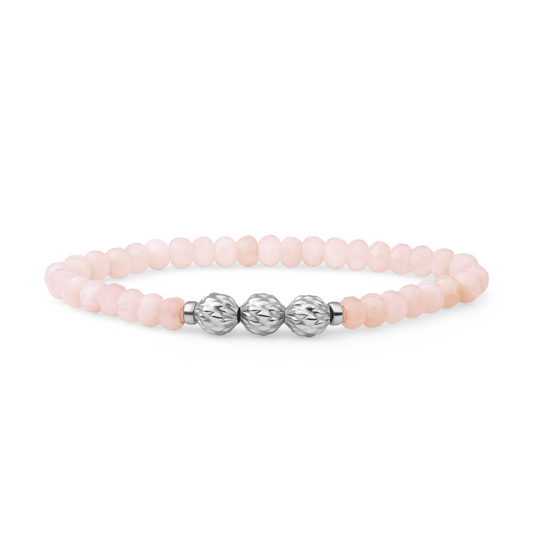 Bracelet | Rose Quartz Fuse beads - Silver - 6mm