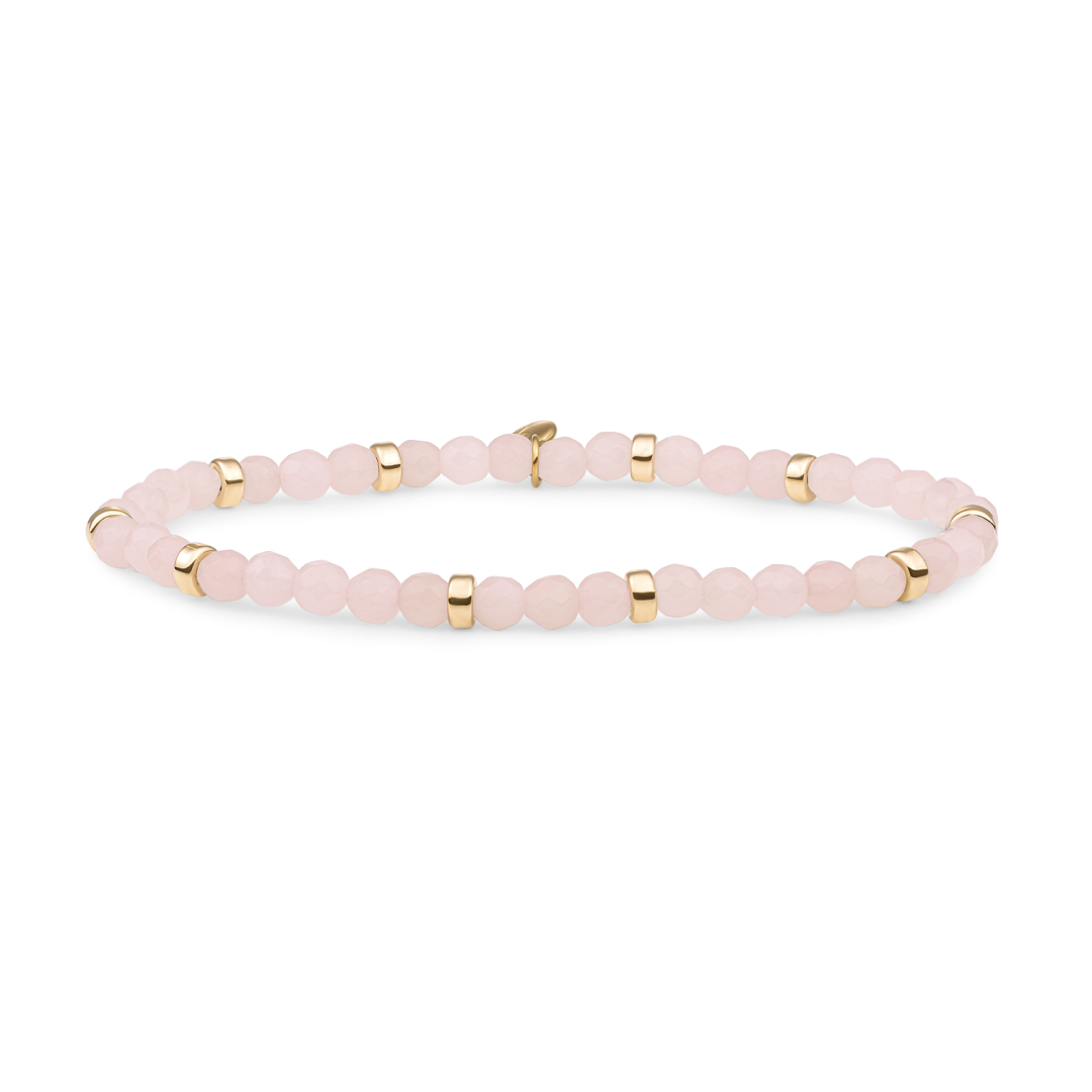 Bracelet | Rose Quartz Roundel Interstellar - Gold