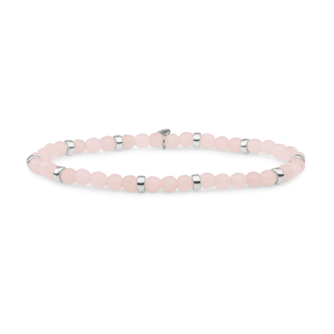 Bracelet | Rose Quartz Roundel Interstellar - Silver