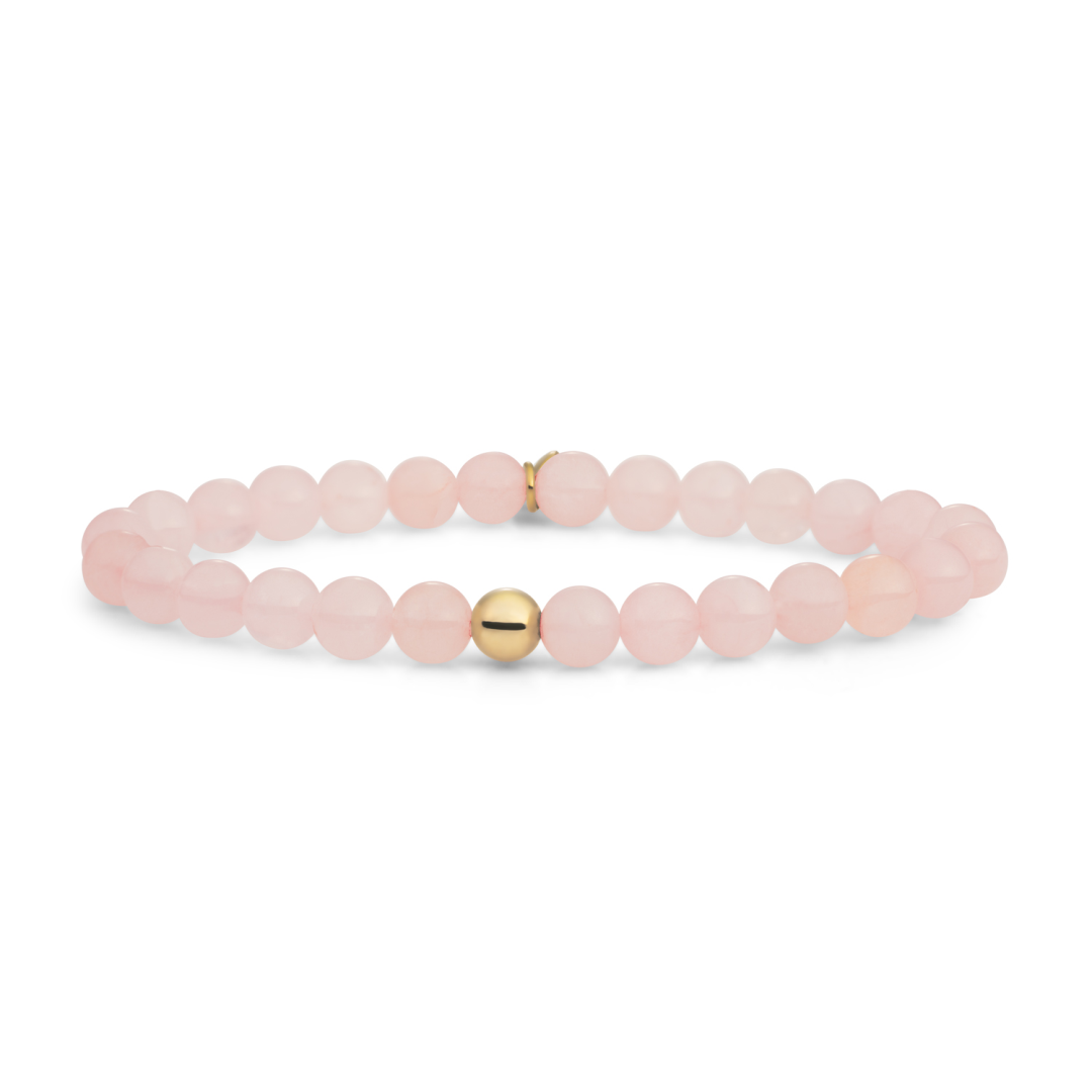 Bracelet | Rose Quartz Saturn large - Gold 6mm