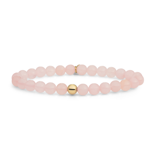 Bracelet | Rose Quartz Saturn large - Gold 6mm