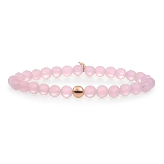 Bracelet | Rose Quartz Saturn large - Rose gold 6mm