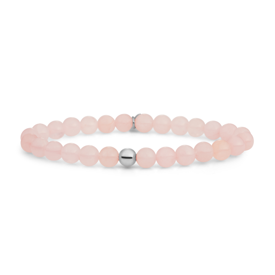 Bracelet | Rose Quartz Saturn large - Silver 6mm