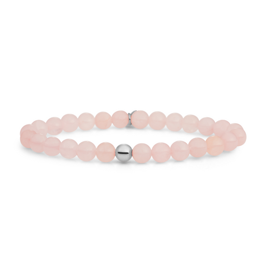 Bracelet | Rose Quartz Saturn large - Silver 6mm