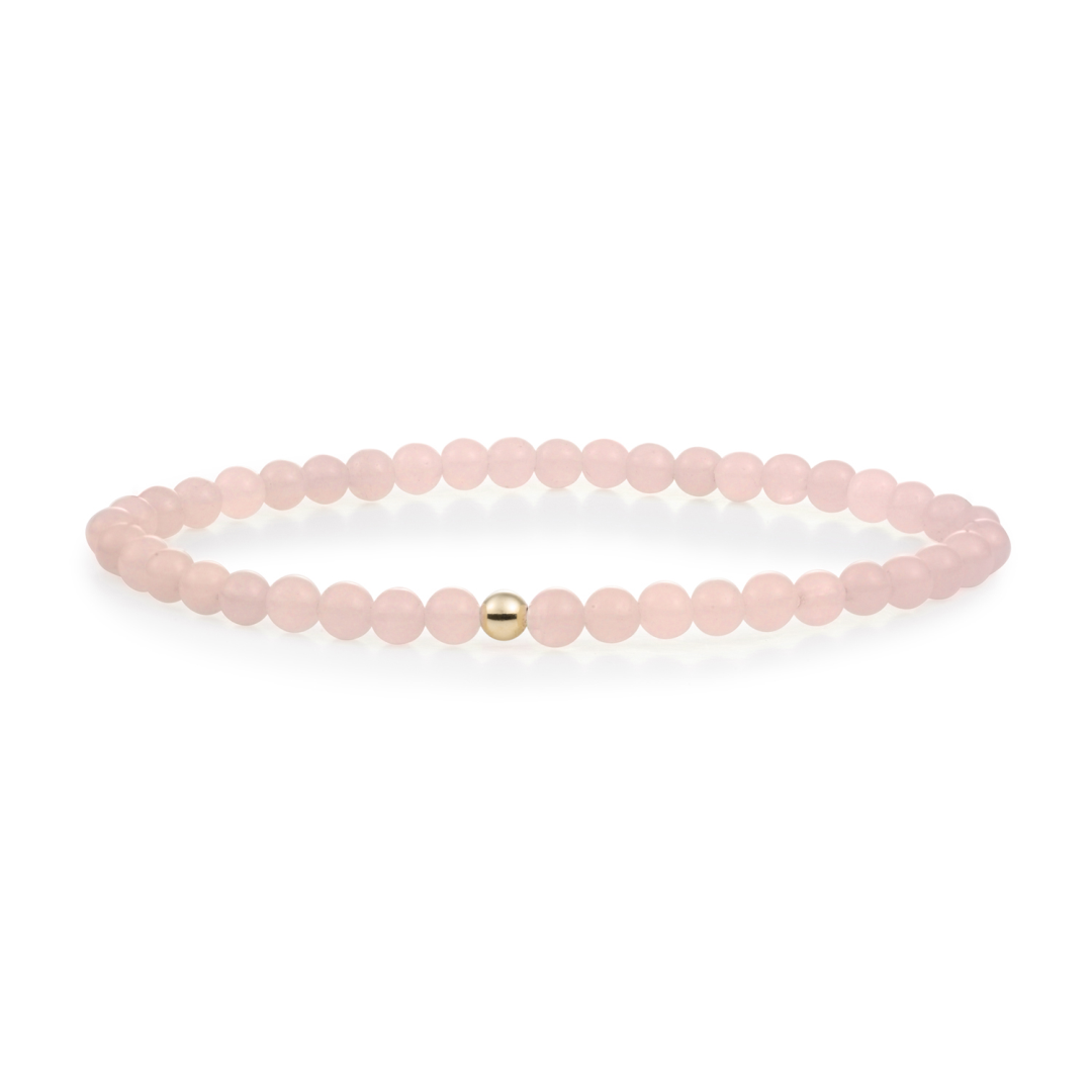 Bracelet | Rose Quartz Saturn small - Gold 4mm