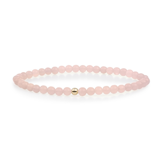 Bracelet | Rose Quartz Saturn small - Gold 4mm