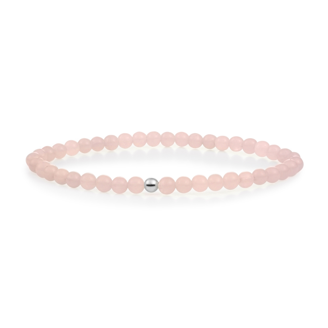 Bracelet | Rose Quartz Saturn small - Silver 4mm