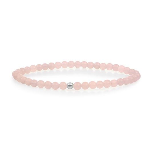 Bracelet | Rose Quartz Saturn small - Silver 4mm