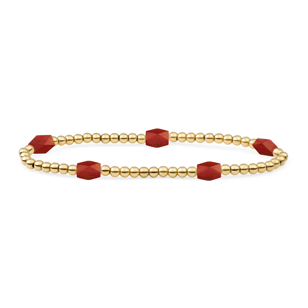 Bracelet | Ruby Quartz 3mm Reverse Edge Mix | gold plated