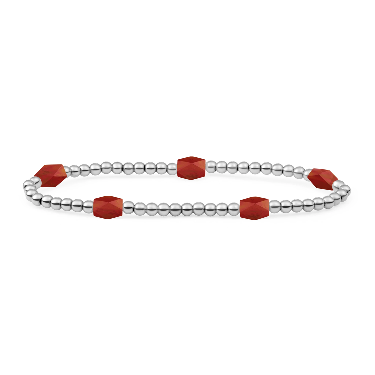 Bracelet | Ruby Quartz 3mm Reverse Edge Mix | silver