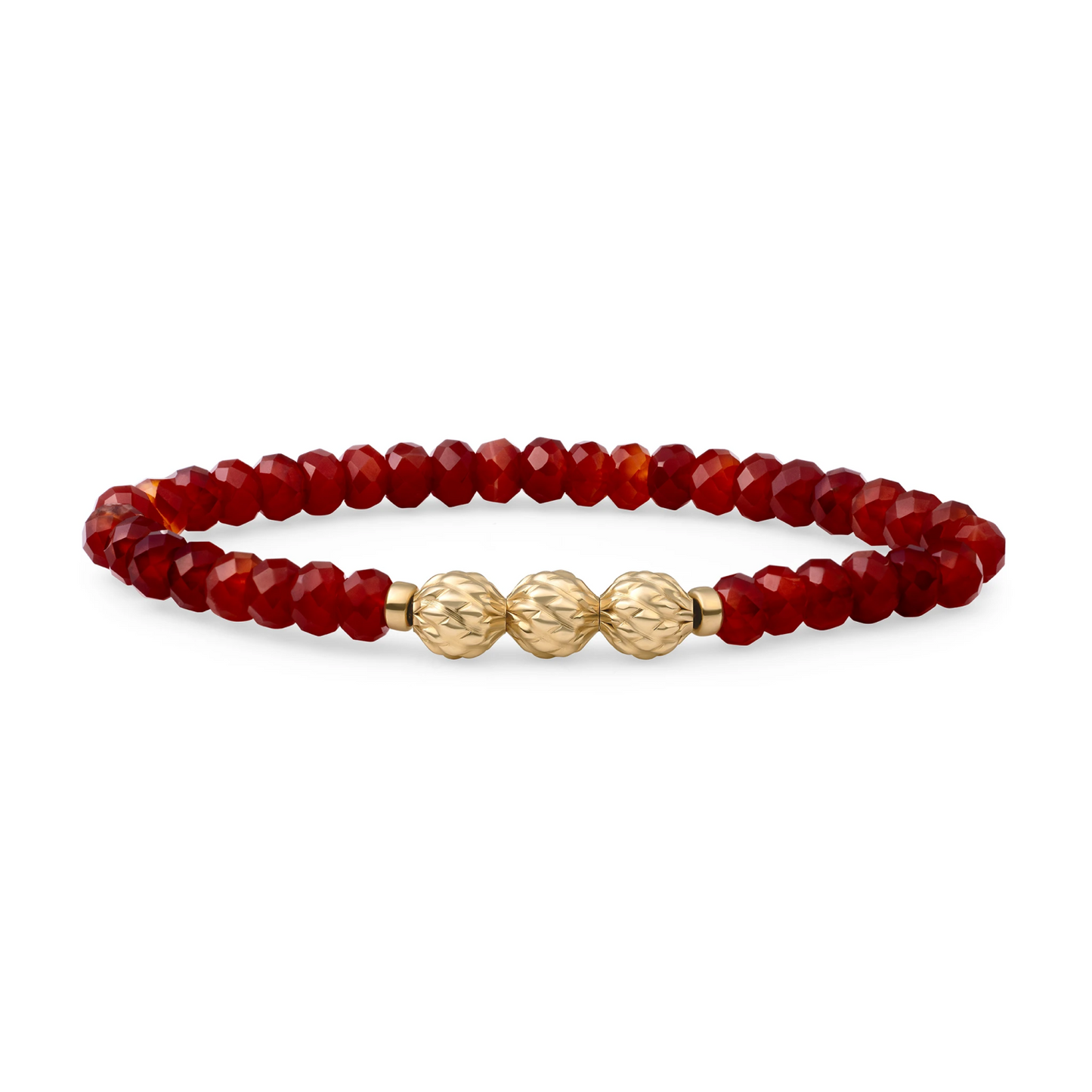 Bracelet | Ruby Quartz 6mm fuse beads | gold plated