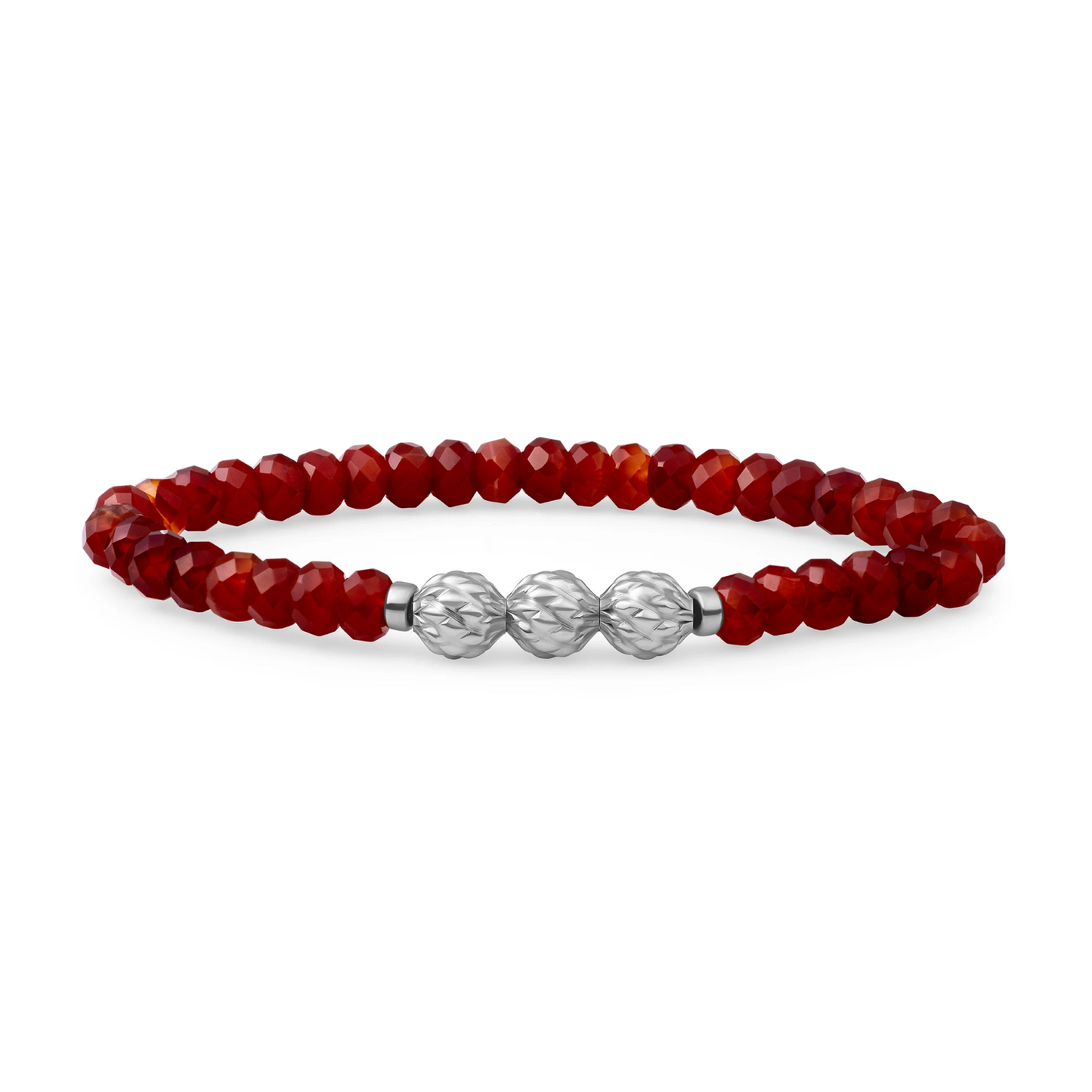 Bracelet | Ruby Quartz 6mm fuse beads | silver