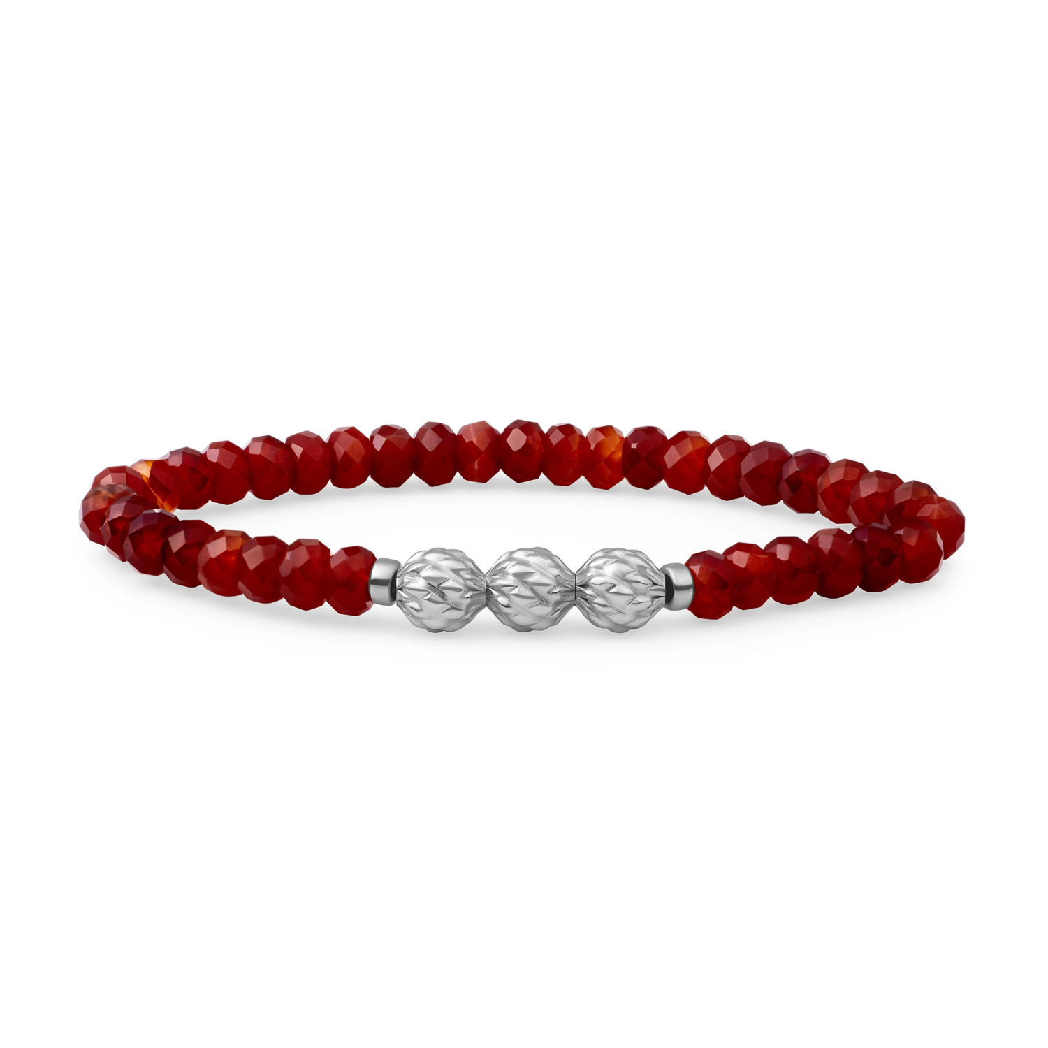 Bracelet | Ruby Quartz 6mm fuse beads | silver