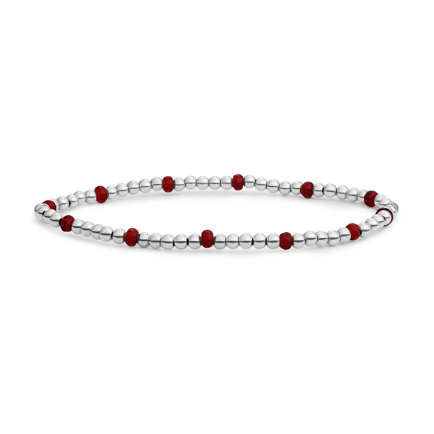Bracelet | Ruby Quartz Reverse Roundel - Silver