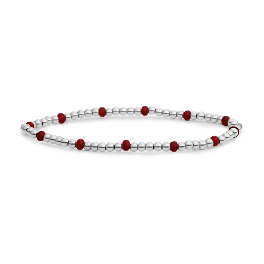Bracelet | Ruby Quartz Reverse Roundel - Silver