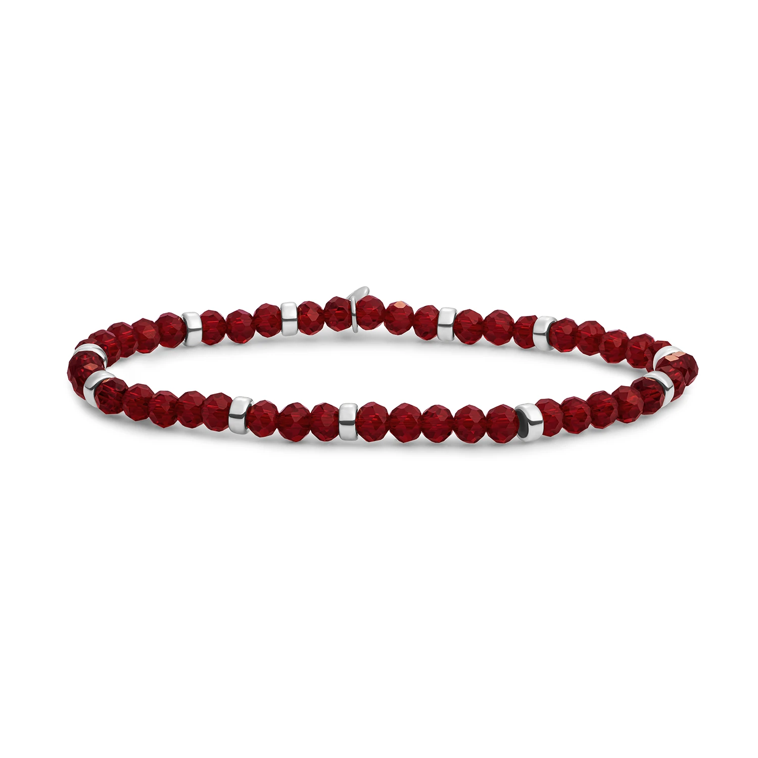 Bracelet | Ruby Quartz Roundel Interstellar - Silver