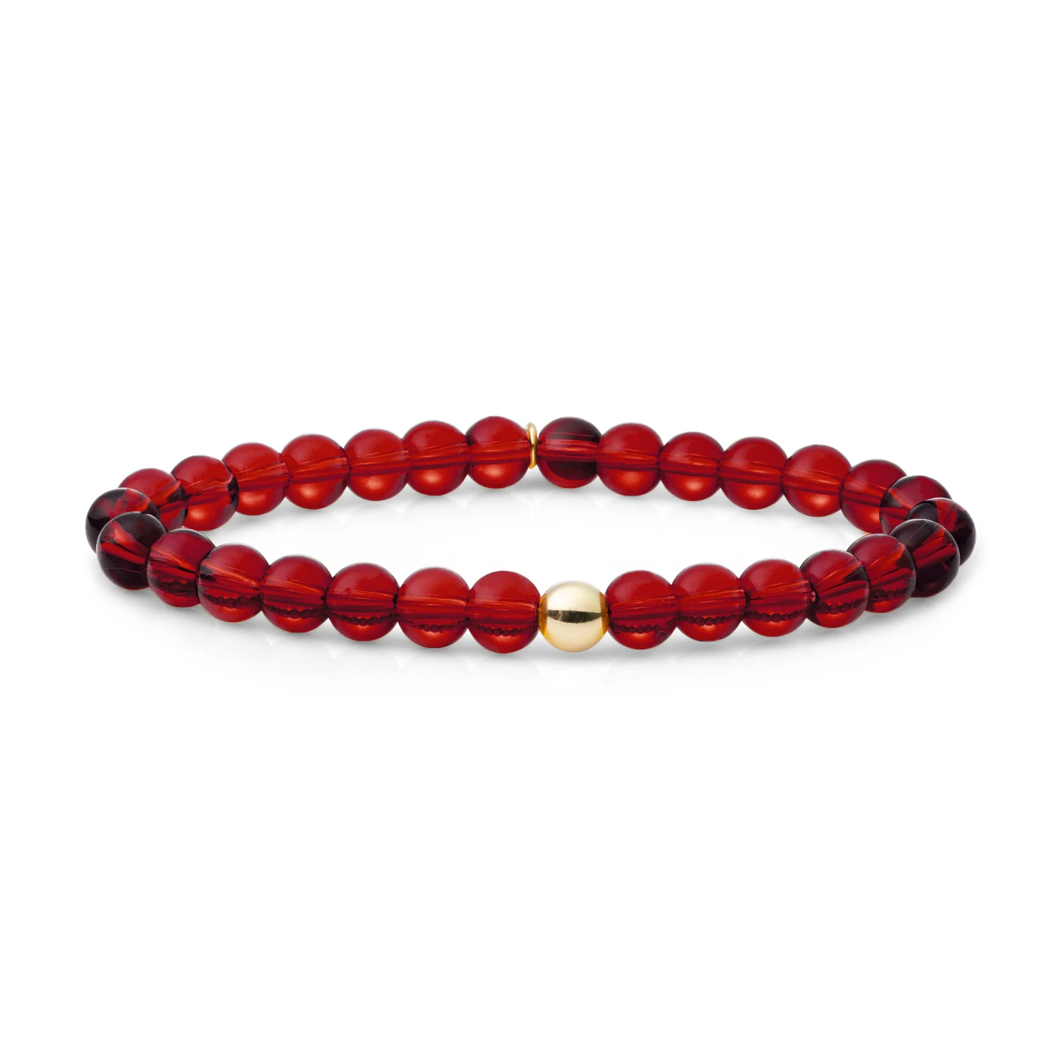 Bracelet | Ruby Quartz Saturn large - Gold 6mm